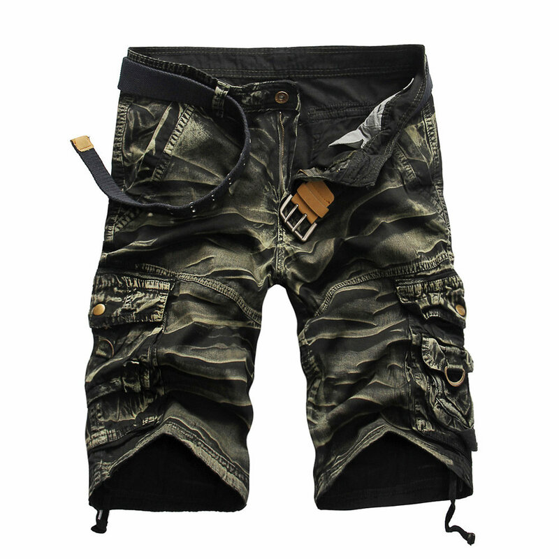 Summer Cargo Shorts Men Cool Camouflage Cotton Casual Mens Short Pants Brand Clothing Comfortable Camo Men Belt Cargo Shorts