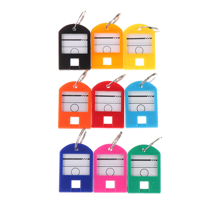 10 pces etiquetas de bagagem de plástico nome bagagem chaveiro chaveiro chaveiro etiqueta do anel numerado chaveiros para a escola de escritório em casa