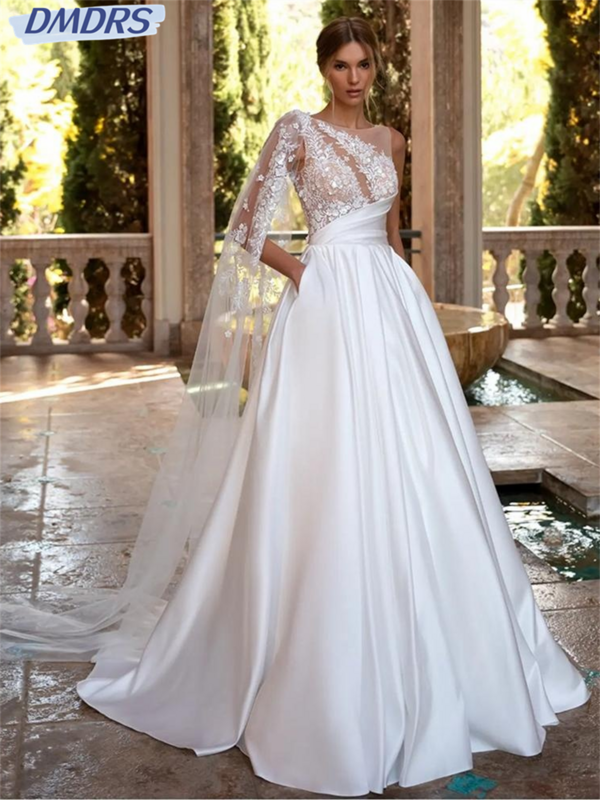 Sexy Boho Wedding Dress Vintage a-Line Lace Backless Bridal Gown Elegant Applique Strap Bridal Gowns Vestidos De Novia
