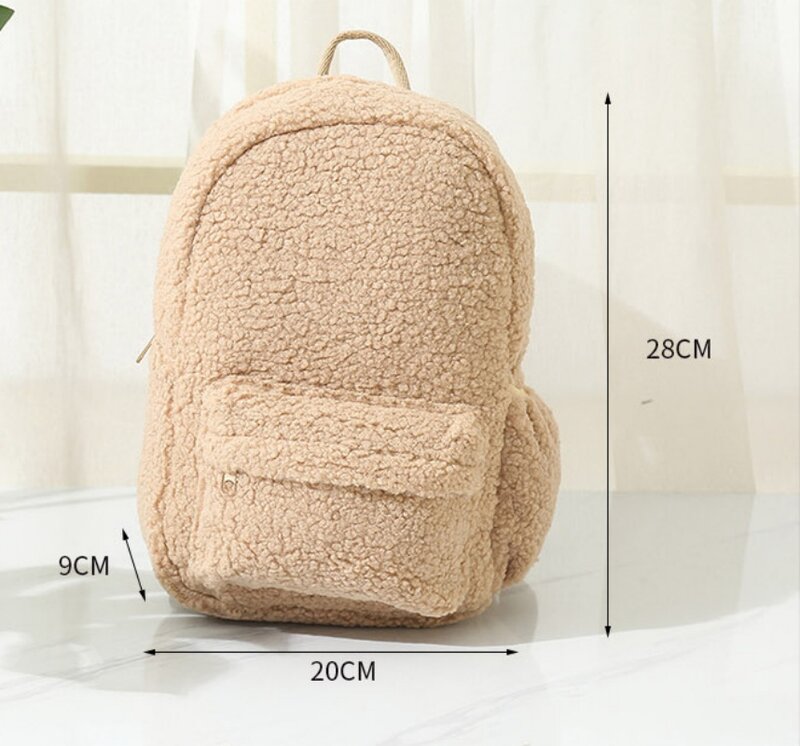 Personalized and customized Korean version lamb wool backpack for women, niche plush backpack for children, cartoon backpack