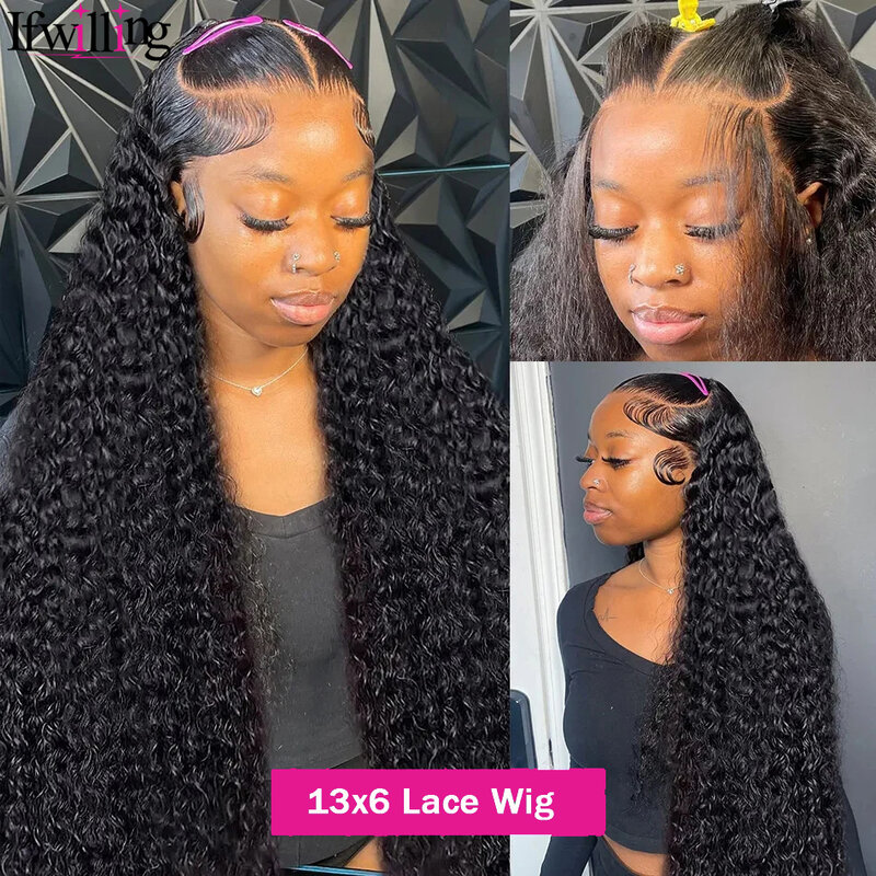 Perruque Lace Wig Deep Wave Naturelle HD, Cheveux Humains, 13x6, 13x6, Transparent, Densité 250