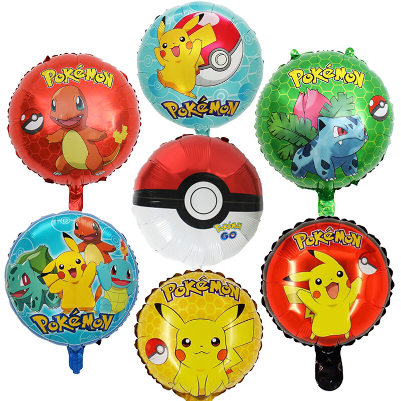 Pokemon Pikachu Balloon Set Children's Party Decoration Charmander Squirtle Bulbasaur Birthday Foil Balloon Gift Doll Toy