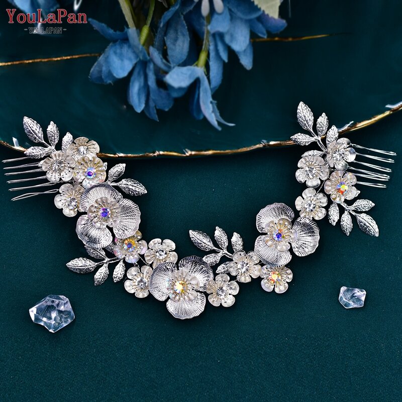 YouLaPan-peineta nupcial de flores de aleación hecha a mano, diadema de boda, accesorios para el cabello de dama de honor, joyería hermosa para mujer, HP565
