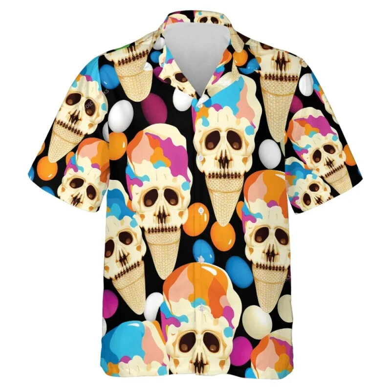 Neueste lose atmungsaktive 3D-Druck trend ige coole Mode Eis Cream shirts Strand Party Tops kurze Ärmel Sommer Herren hemden Herren Top