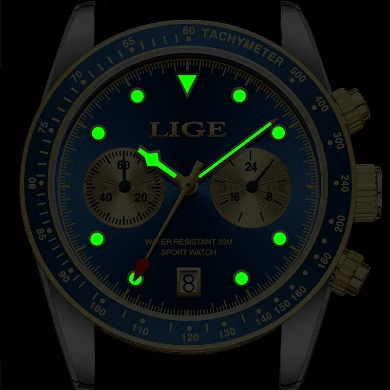 LIGE nowe zegarki dla mężczyzn Top luksusowa marka męski zegarek kwarcowy sportowe wodoodporne zegarki na rękę chronograf data Relogio Masculino