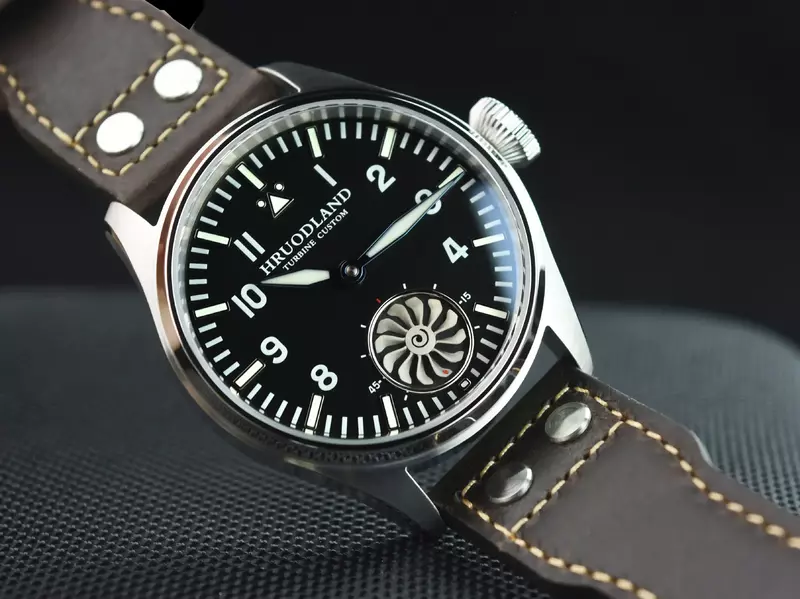 Hruodland-男性用のカスタムタービンパイロット腕時計,st3620ムーブメント,メカニカルBGW-9,発光サファイア,フロストダイヤル