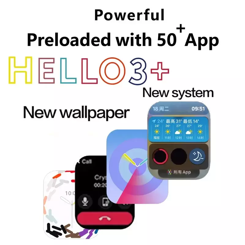 Hello Watch 3 Ultra jam tangan pintar, arloji cerdas AMOLED 4GB ROM NFC GPS untuk pria wanita kompas panggilan Bluetooth musik lokal