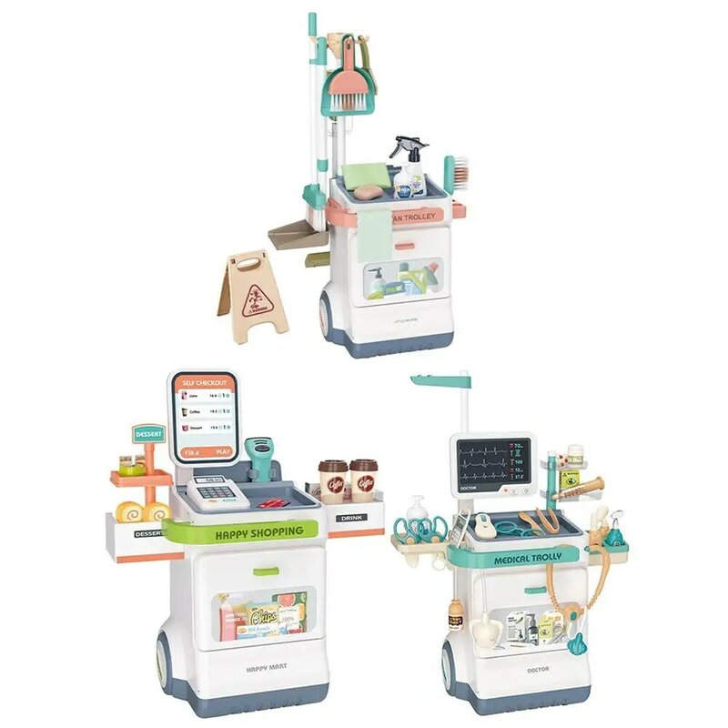 26 pz/20 pz/47 pz Kit medico per i bambini finta stazione medica Set carrello Mobile con termometro medico Kit per ragazzi ragazze regali