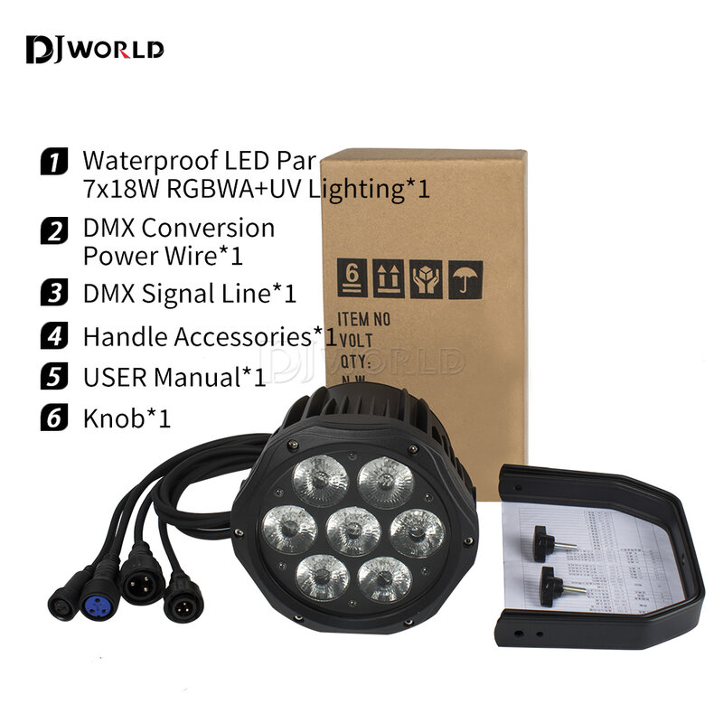 8PCS luci a LED Par impermeabili 7 x1 8W/7x12W RGBWA UV 6 in1 7x12W Wash IP65 illuminazione da palcoscenico per esterni attrezzatura per DJ luci da discoteca DMX