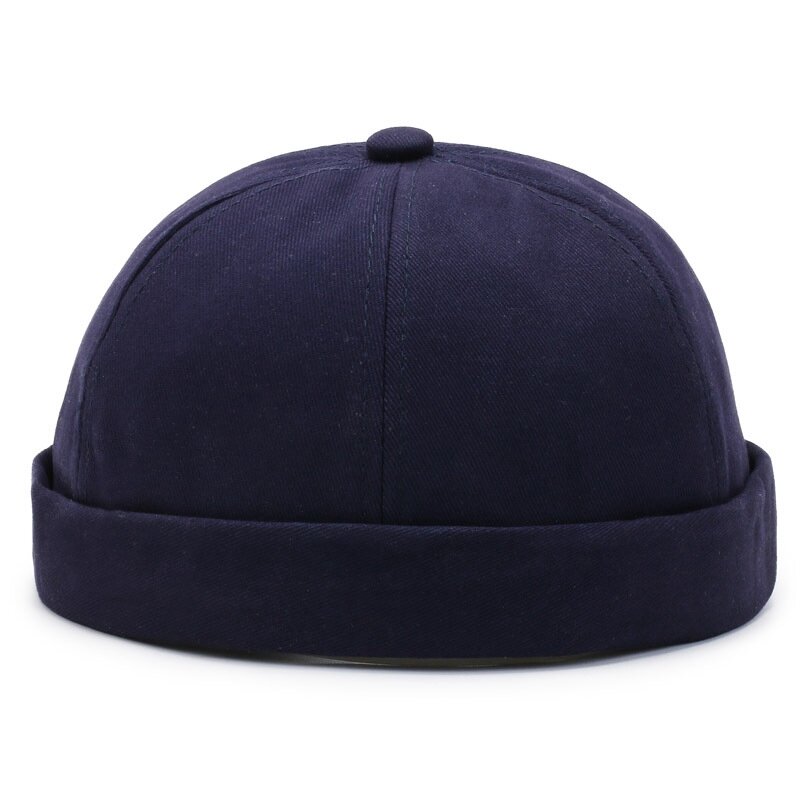 สีทึบฉบับภาษาเกาหลีชาย Beret หมวก Hip Hop ไม่มี Visor Unisex Brimless Melon หมวกหมวกกะโหลกศีรษะ