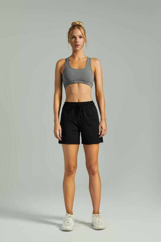Roupa curta casual de fitness feminina, tecido de nylon, sensação fresca, treino, calções de bicicleta, verão, venda quente