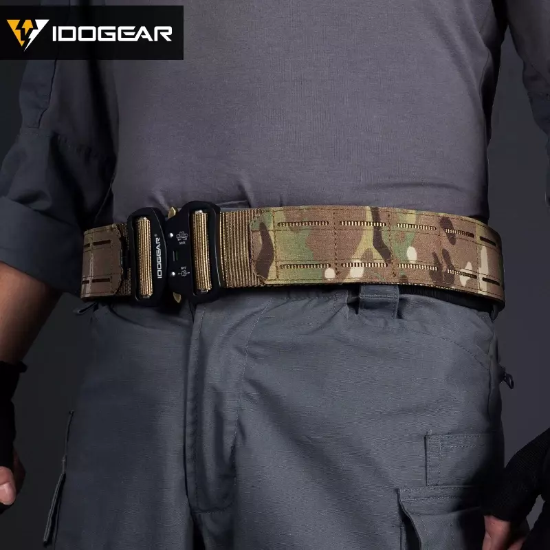IDOGEAR 2 Inch Tactical Belt Quick Release Metal Buckle  MOLLE Mens Belts Camo 3415