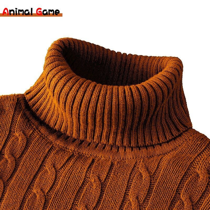 Suéter cálido de cuello alto para hombre, Jersey informal de lana, mantiene el calor, novedad de invierno