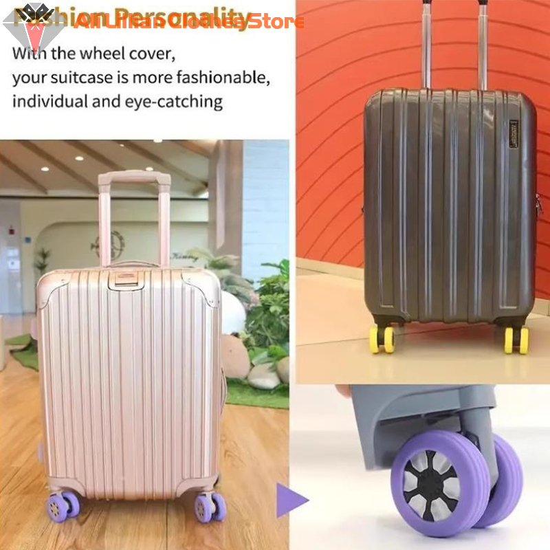 8 szt. Silikonowe koła ochronne na koła bagażowe kółka bagaż podróżny walizka redukuje hałas koła osłona akcesoria