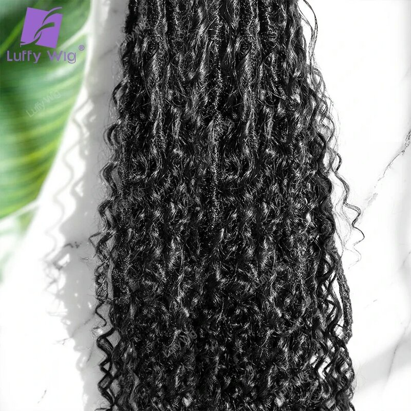 Crochet Boho Locs with Human Hair Curls Knotless Pre-looped Goddess Braids Hair Extensions Braiding Hair For Black Women Luffy