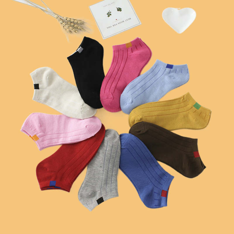 Calcetines tobilleros cortos de alta calidad para mujer, calcetines náuticos de colores dulces, calcetín escolar Invisible, zapatillas, 5 pares, 10 piezas