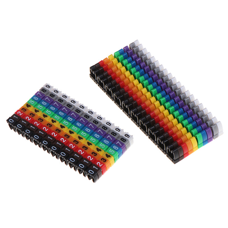 Marqueurs de câble avec chiffres arabes 0-9, 100 pièces/150 pièces, comparateur de couleur, marqueur de type M, étiquette numérique pour fil de 2 à 3mm