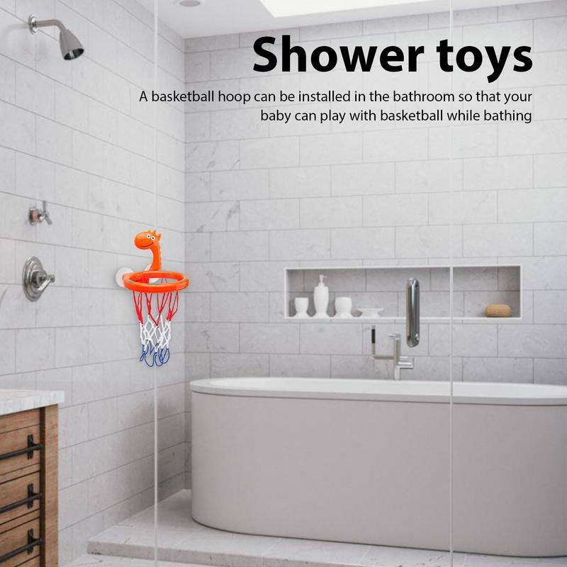 4 buah Hoop basket kamar mandi Mini, Hoop basket Mini portabel dan menyenangkan dengan bola cangkir hisap kartun