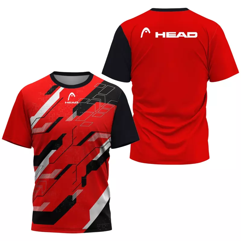 2024 New Men's Sport T-shirt Summer Leisure Short Sleeve Head Badminton Table Tennis Training Breathable Quick Drying O-Neck Top