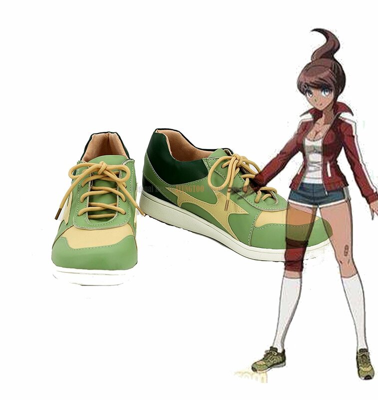 Sapatos de cosplay aoi asahina, sapatos verdes de cosplay feito sob encomenda para cosplay de danganronpa, aoi asahina