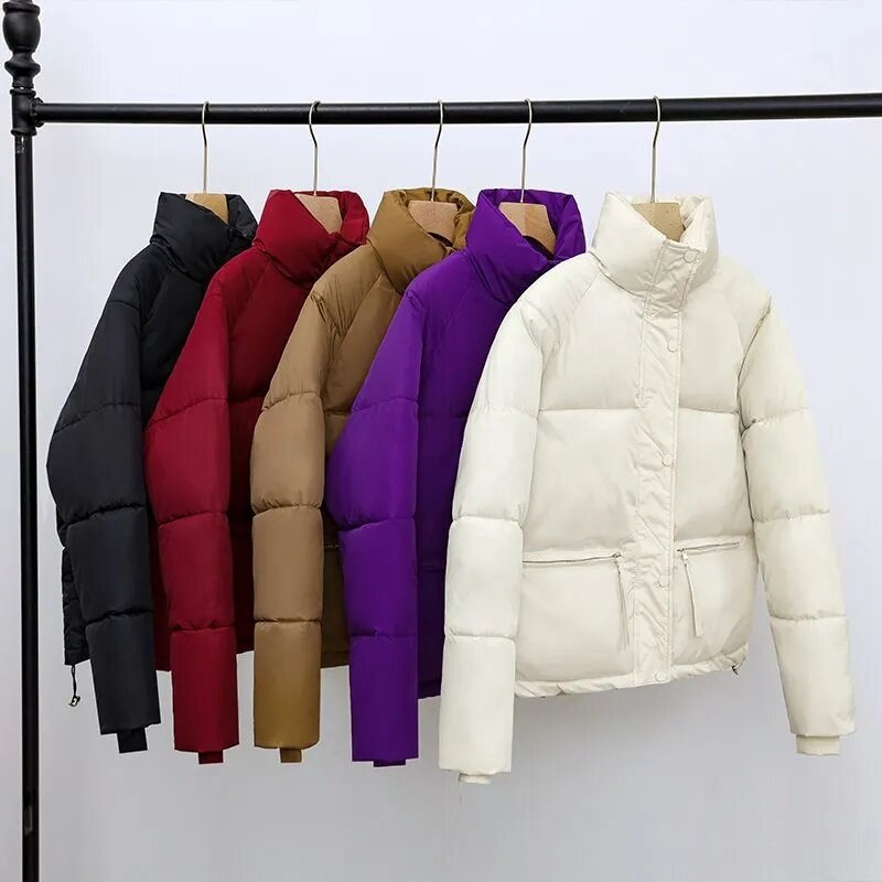 Women Short Down Cotton Jacket 2023 Winter Bread Tops Loose Stand Collar Coat Fashion Parkas Thicken Warm Windproof Outwear Lady