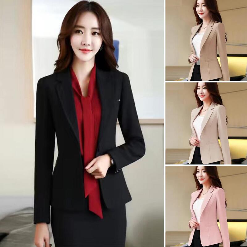 Popular Female Suit Coat Long Sleeves Washable Slim Fit Turndown Collar Suit Coat  Spring Autumn Women Blazer for Daily Wear