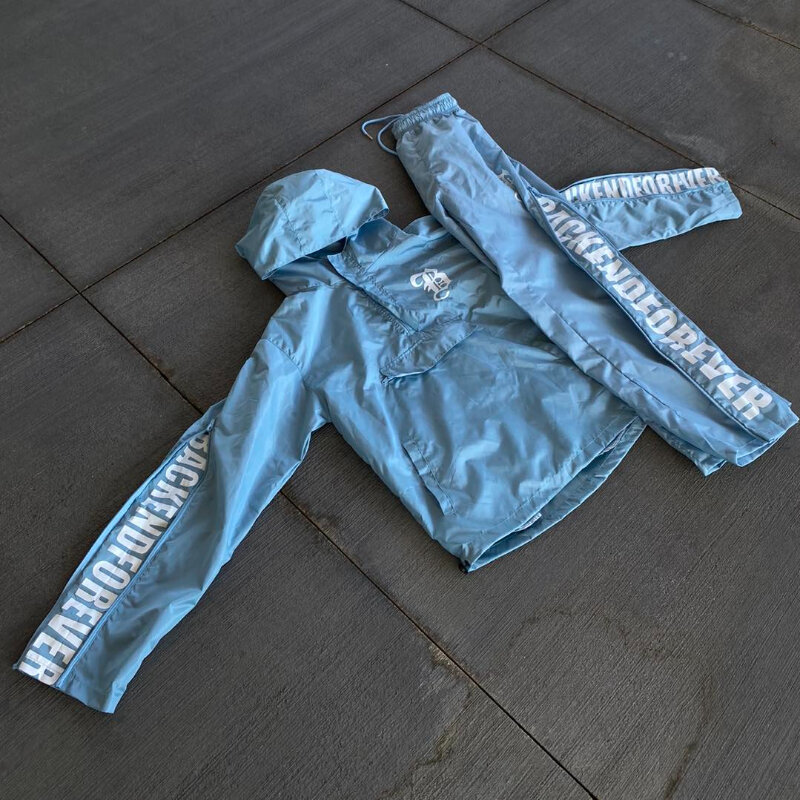 Y2k zestaw męskich damskich bluz z kapturem i spodnie dresowe nowy Hip Hop Punk pół wiatrówka z zamkiem błyskawicznym zestawy gotyckie litery odzież sportowa