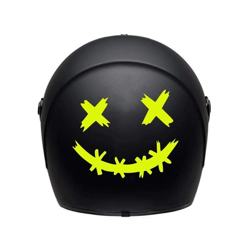 Pegatinas reflectantes para casco de motocicleta, calcomanía impermeable con cara sonriente