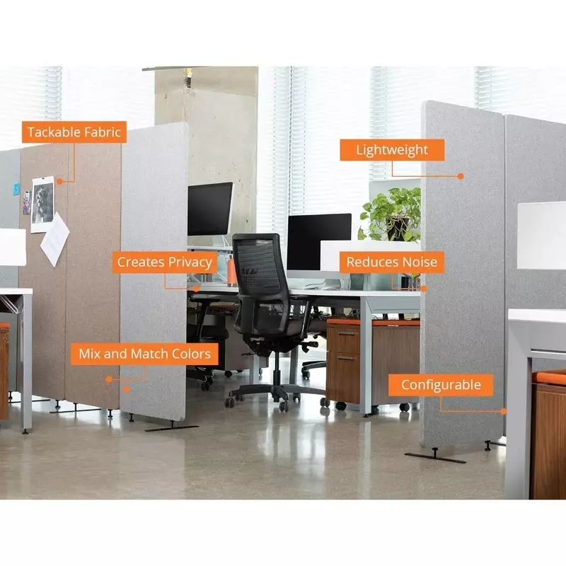 Desk Partition Screen Divisor, Telas de privacidade do quarto, com zíper, Soundproof Booth Wall, 72 em X 66 em H, 3 Pack