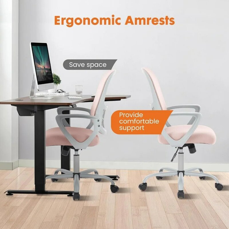 Kursi eksekutif eksekutif meja komputer kantor, kursi putar kerja bergulir jala menengah ergonomis dengan roda