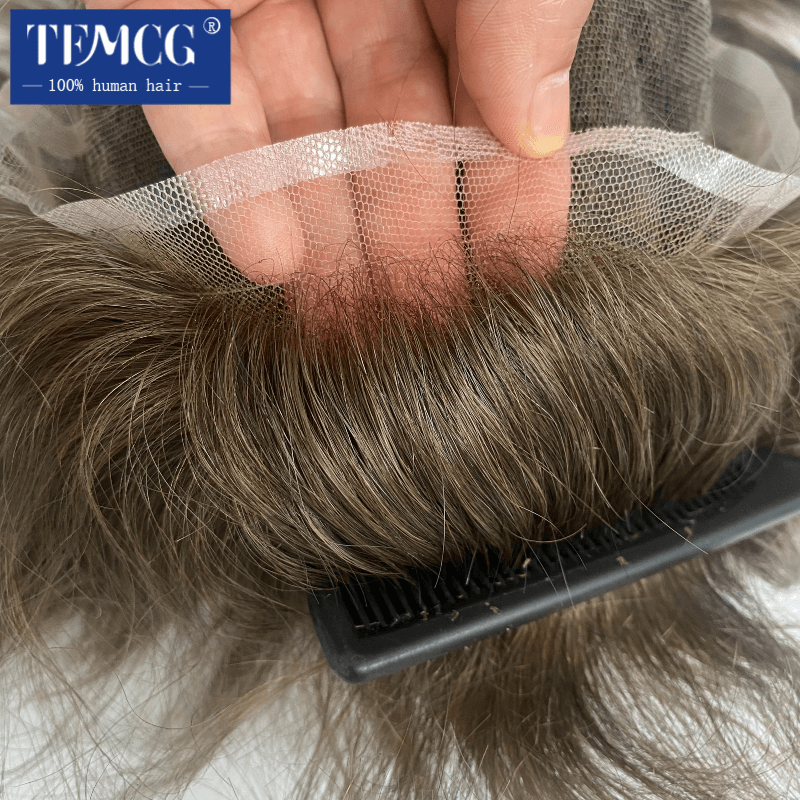 Full Swiss Lace Hair System com linha fina realista para homens, Toupee respirável, prótese capilar, 100% cabelo humano, peruca de homem