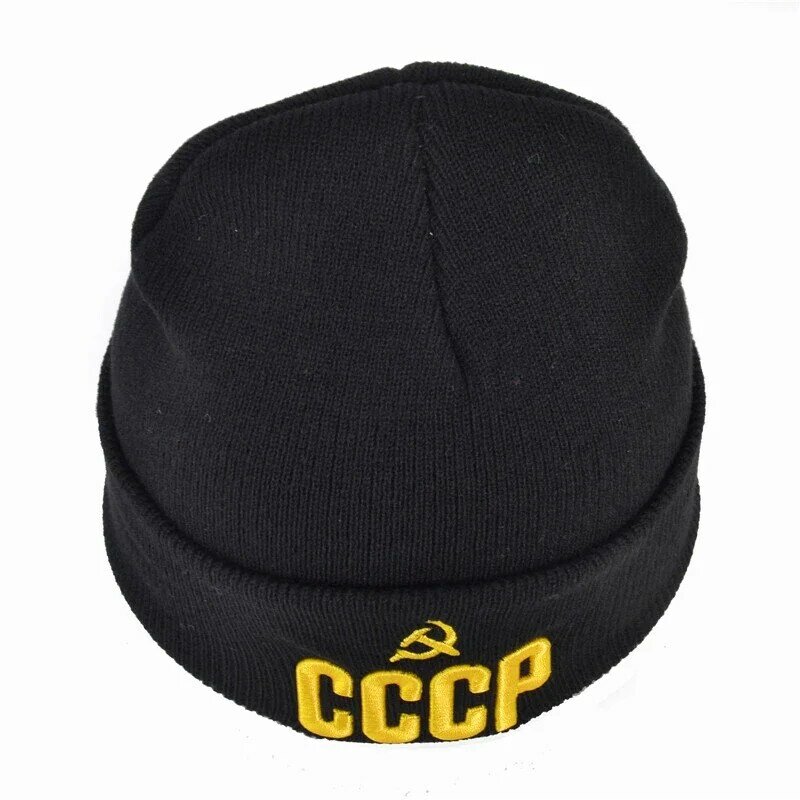 CCCP USSR embroidery knitted beanie cap flexible cotton casual caps women fashion beanies men winter warm  ski hats