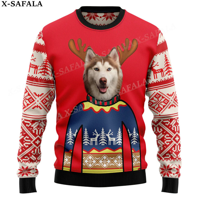 Suéteres de punto de Navidad con perro lindo, divertido regalo de Halloween, suéteres de Navidad, Tops de fiesta Unisex, informal-1