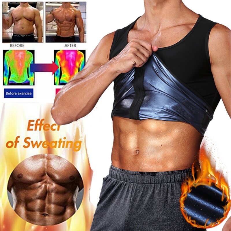 Colete de sauna masculino, camisa de treino, shaper do corpo, shapewear fitness, waist trainer, moletons de ginástica