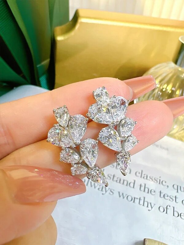 Desire-pendientes de plata 925 con diamantes de alto carbono para mujer, tachuelas Retro versátiles, diseño de nicho de lujo a la moda