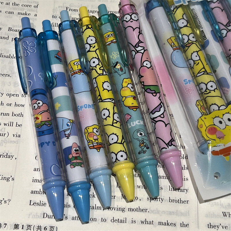 Гелевая ручка губка-Боб, 0,5 мм, кавайная мультяшная ученическая письменная творческая ручка для рисования, принадлежности для аниме, офисные и школьные канцелярские принадлежности