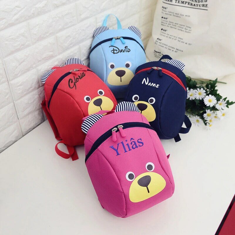 Mini mochila bordada personalizada para niños pequeños, mochila ligera para niños y niñas, mochila de guardería con correa para el pecho