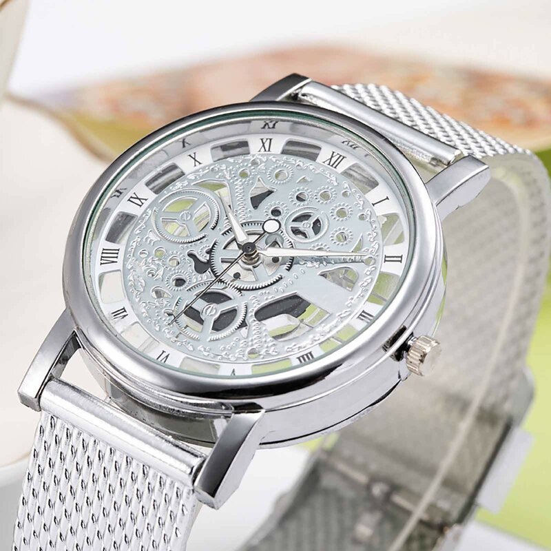 Luxry Brand Hollow Engraving Wristwatch For Men Skeleton Watch Male Saat Quartz Business Fashion Leather Band Clock Curren