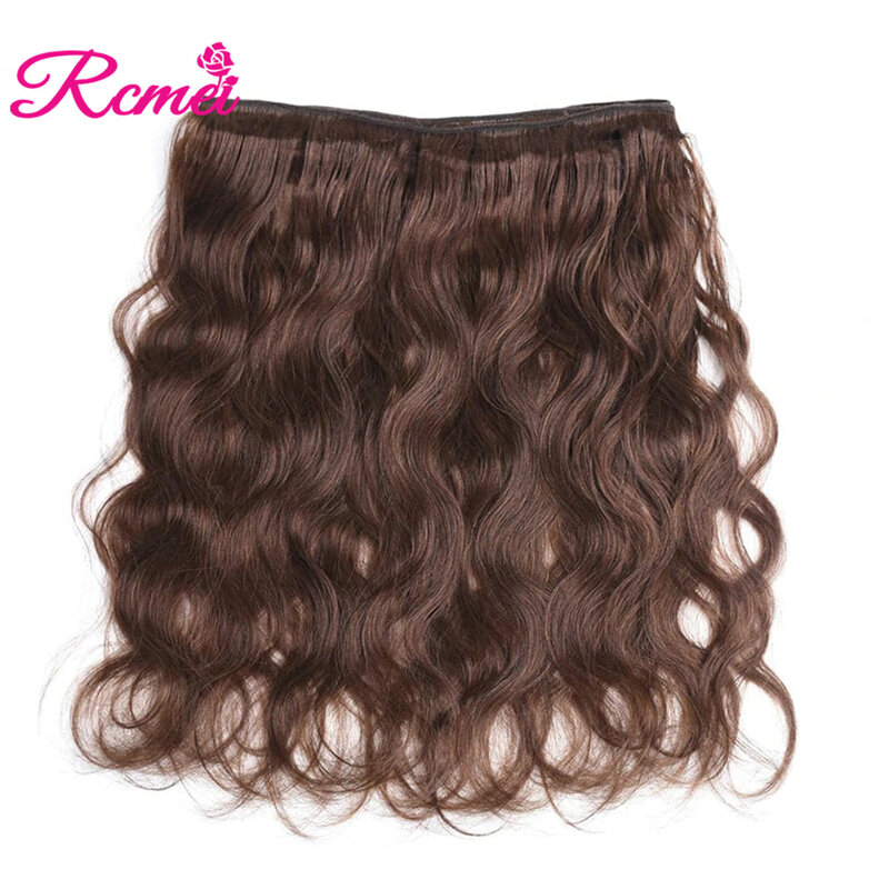 Extensiones de cabello humano peruano para mujer, mechones de cabello humano ondulado marrón Chocolate, Remy, 1/3/4 Uds.