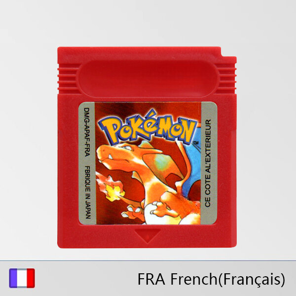 Gbc spiel kassette 16-bit videospiel konsole karte pokemon serie rot gelb blau kristall gold silber französisch sprache