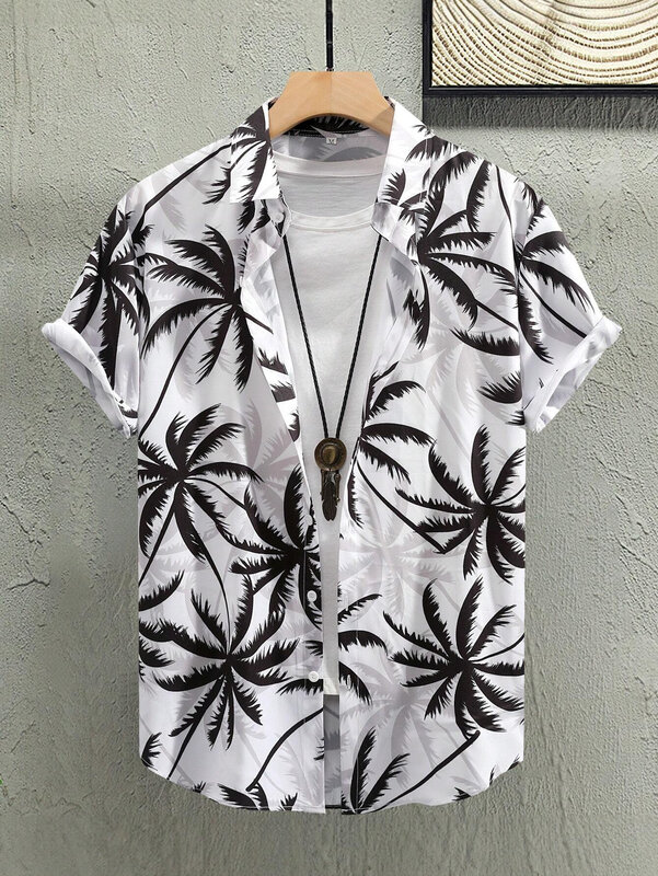 القميص القصير للرجال والنساء في الصيف قميص النباتات الاستوائية زهرة القميص مطبوع قميص قصير الكفة Topsmoban