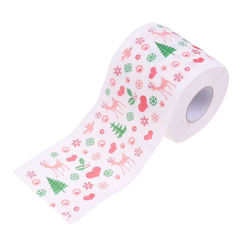 Милая туалетная бумага с рождественским нетоксичным принтом, салфетка из ткани с Санта Клаусом, оленем, праздничные забавные подарки, сувениры Вечерние