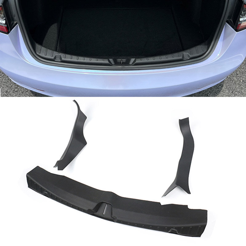 For Tesla Model Y/3 Trunk Sill Plate Protector TPE Rubber Boot Loading Guards Cover + ABS Sides Bar Fender