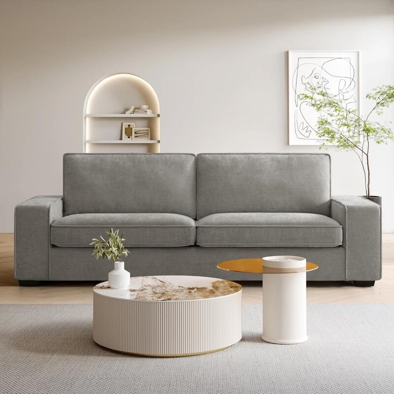 Диван для влюбленных 88 дюймов С Глубоким Сиденьем, современный диван из шенили для гостиной со съемными чехлами, с обивкой на 2 места