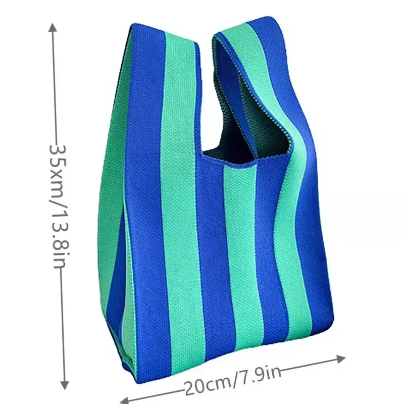 LYD01 ręcznie robiona na drutach torebka damska Mini torebka na nadgarstek z nieformalny kolor w szerokie paski w kratę