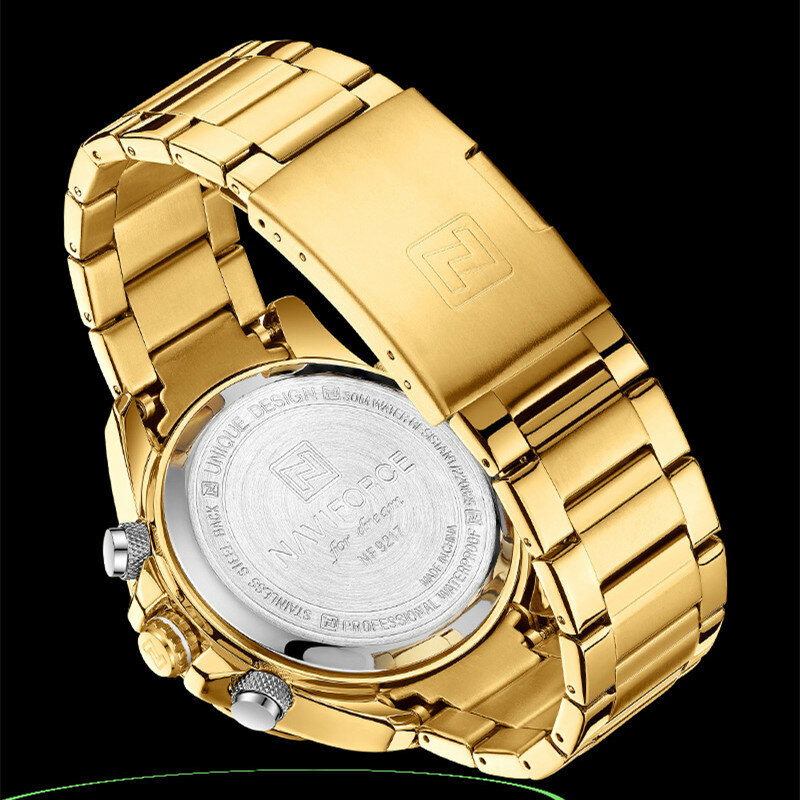 NAVIFORCE jam tangan Digital untuk pria, arloji Minggu tampilan kalender Stainless Steel kasual tahan air bercahaya