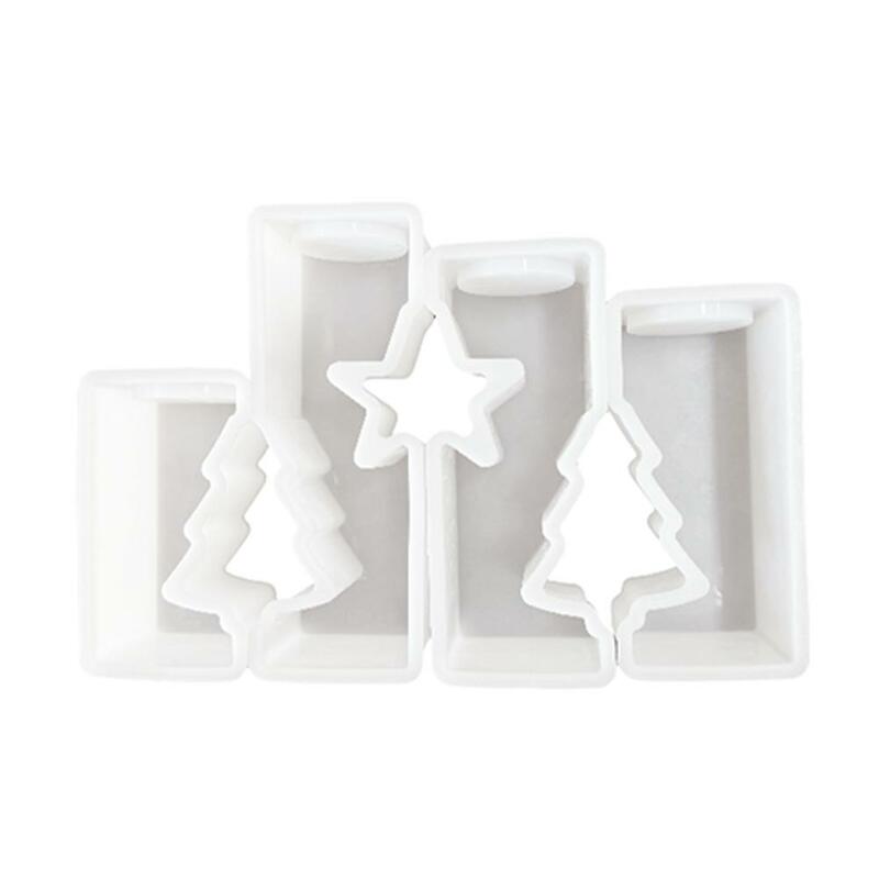 Christmas Tree Acrylic Tea Wax Box Christmas Tree Tea Candle Mold Silicone Functional Mold Decor Plaster DIY Holder B9N5
