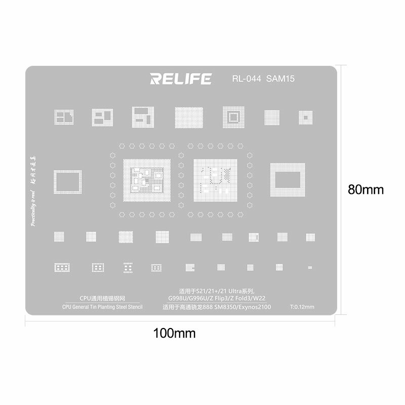 RELIFE RL-044 Set 4 Pcs Bersih IP6S-13PM Layar LCD Pelindung Kabel Timah Terintegrasi Tanam Baja Stensil