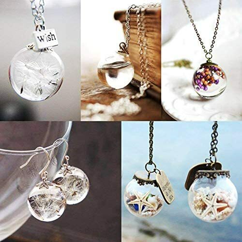 30/60Pc 18mm Mini Empty Clear Glass Globe Bottle Wish Ball Bottles Pendant Charms with 30 Pcs 8mm Cap Bails for Jewelry Making