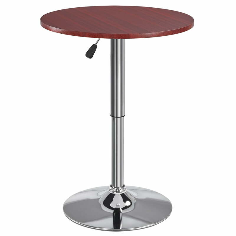 Круглый Поворотный барный стол с хромированной основой для бистро, паба, кухни, Обеденный коктейльный стол с регулируемой высотой, коричневый